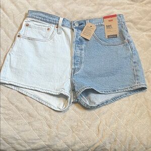 Levi's Women's Light and Medium Blue Jean Shorts